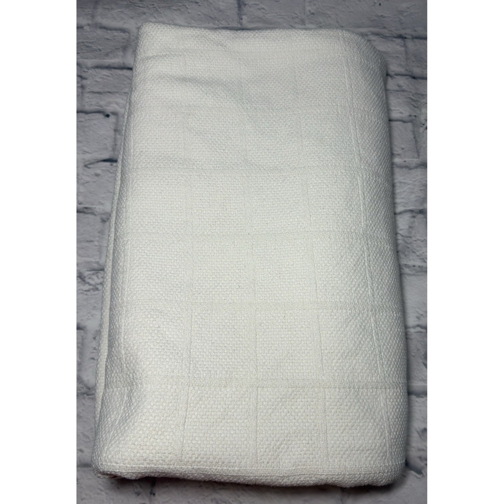 Ralph Lauren Blanket Woven Basket Weave KING White Coverlet Quilt Textured